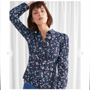 & other stories floral crepe blouse